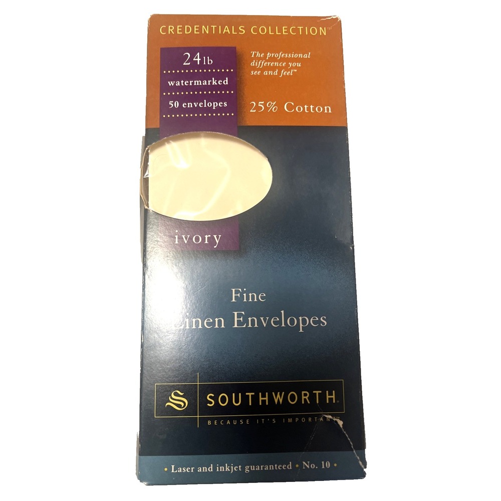 Southworth Fine Linen Envelopes 40 Only 24lb 25% Cotton Ivory No.10